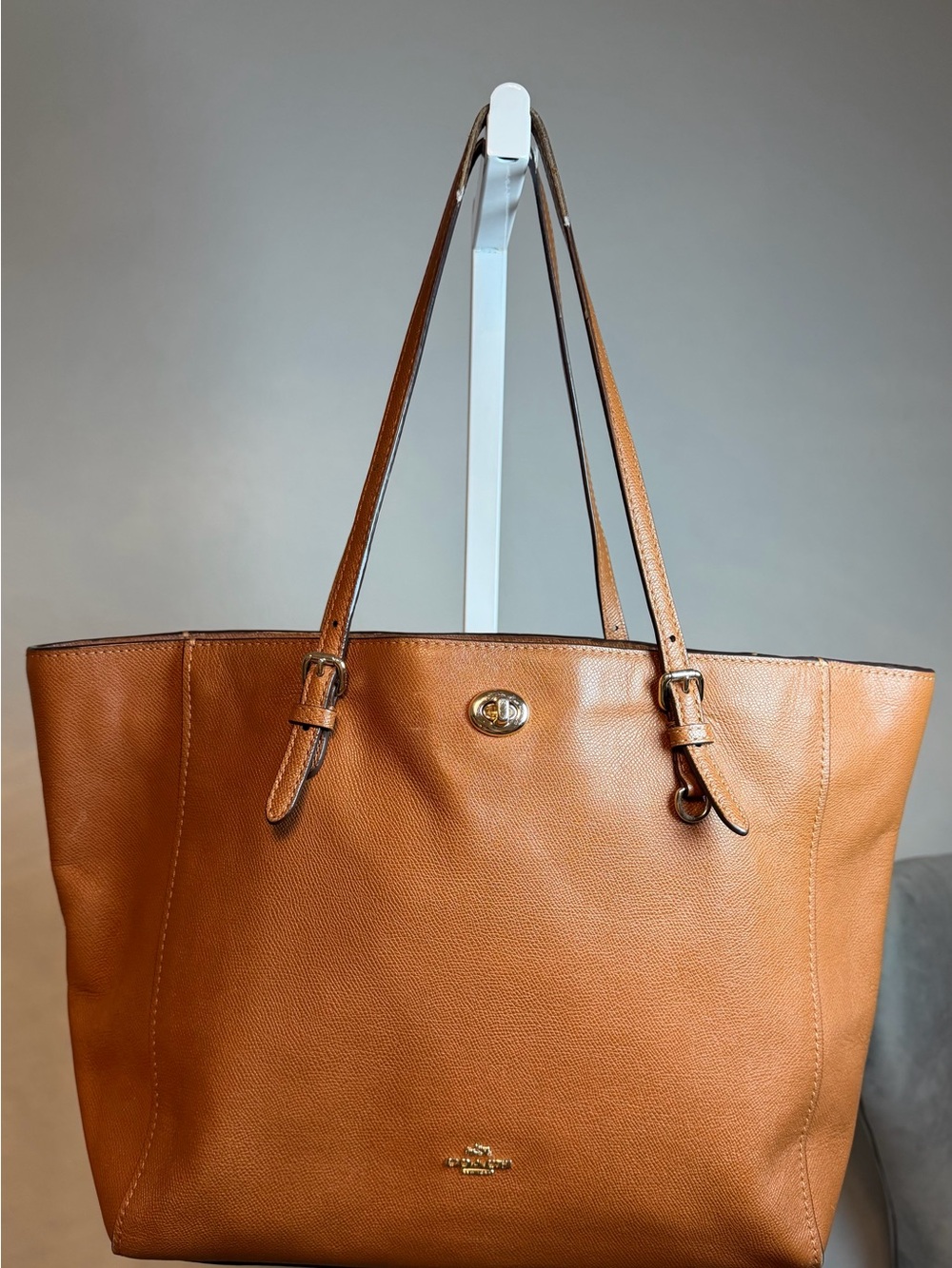 Coach Leather Tote in Cognac Brown